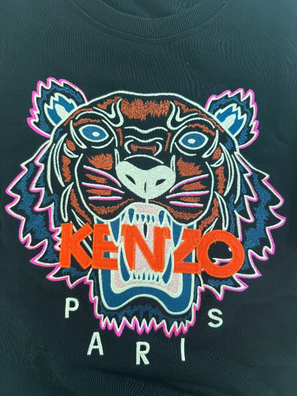 Kenzo Paris Tiger Embroidered Crewneck Sweatshirt Black Women's S